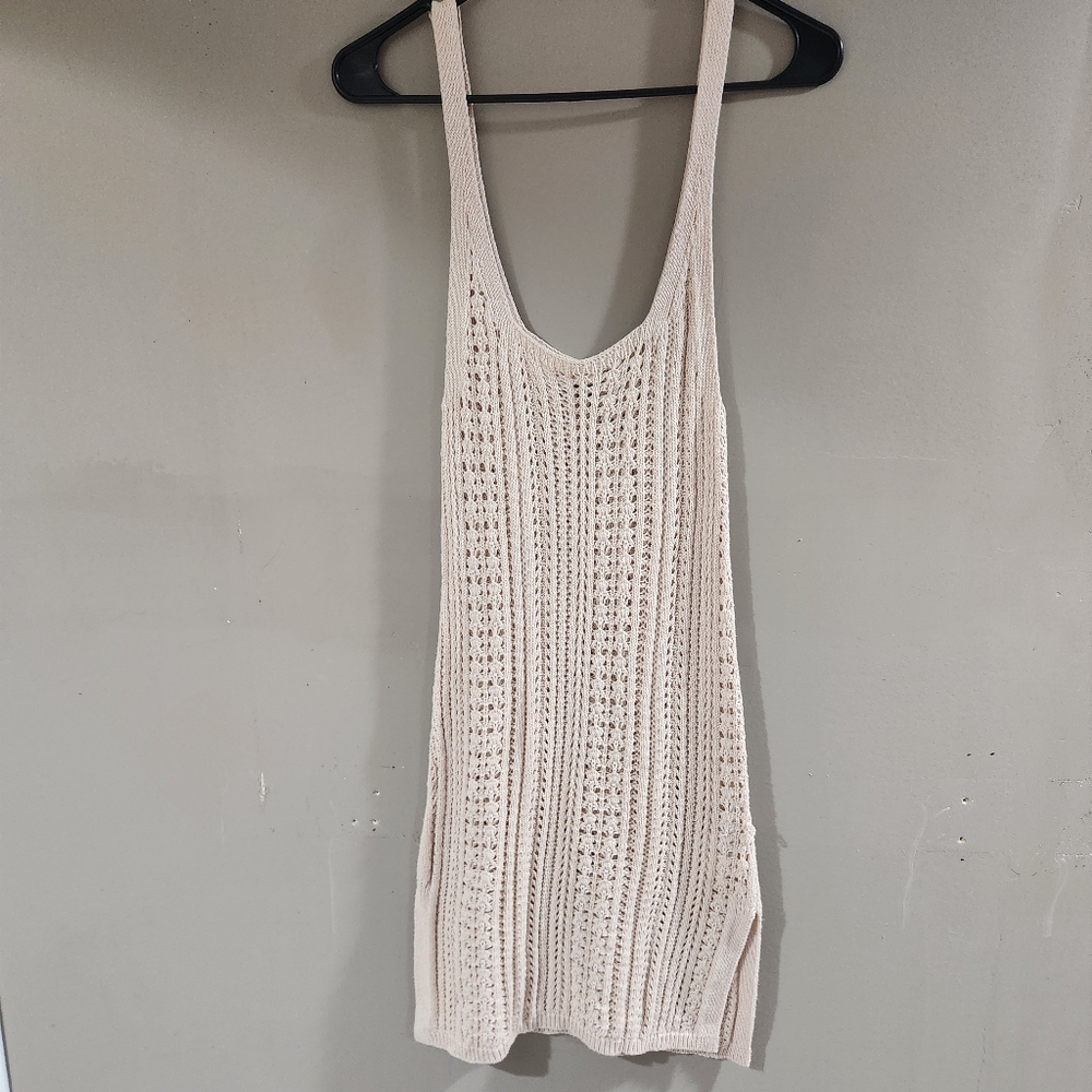 By Anthropologie Crochet Tunic Dress Cream Size L